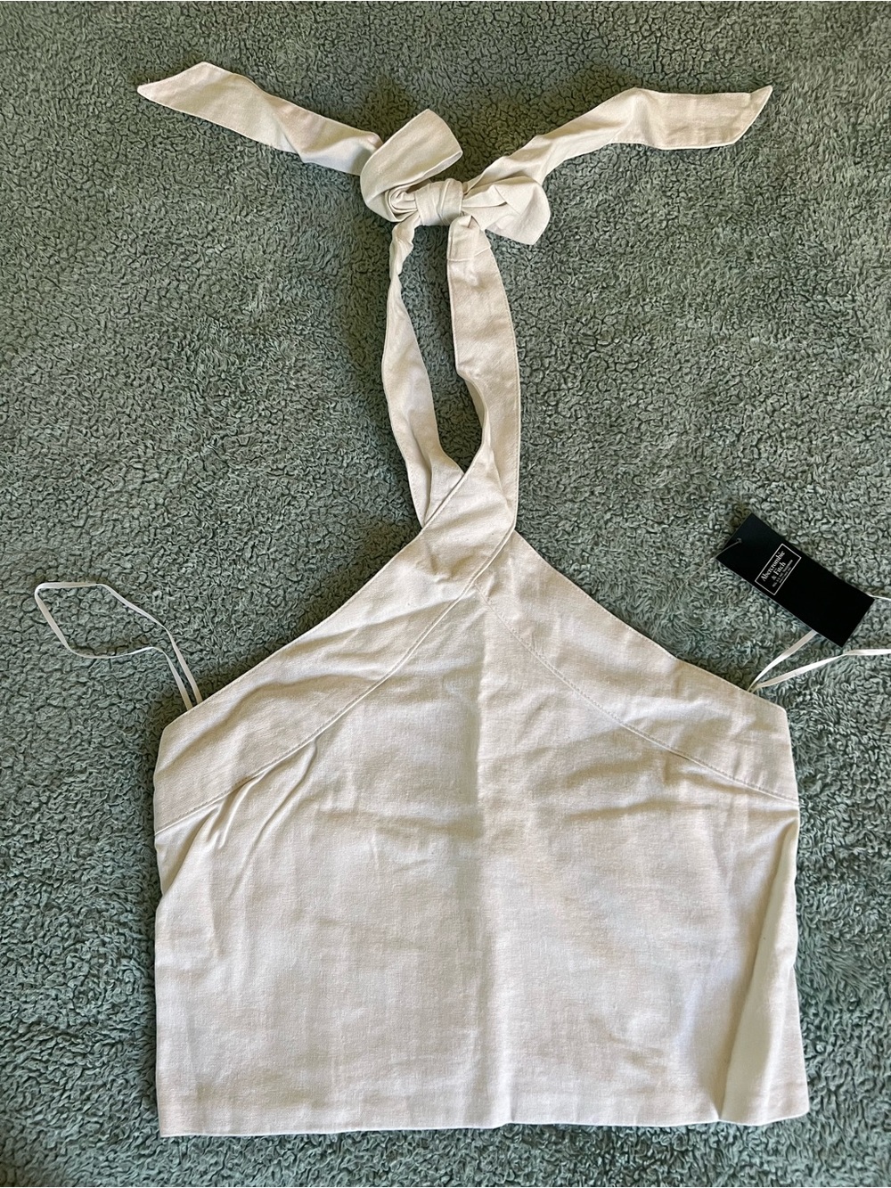 Abercrombie & Fitch Cream Halter Tie-Back Crop Top